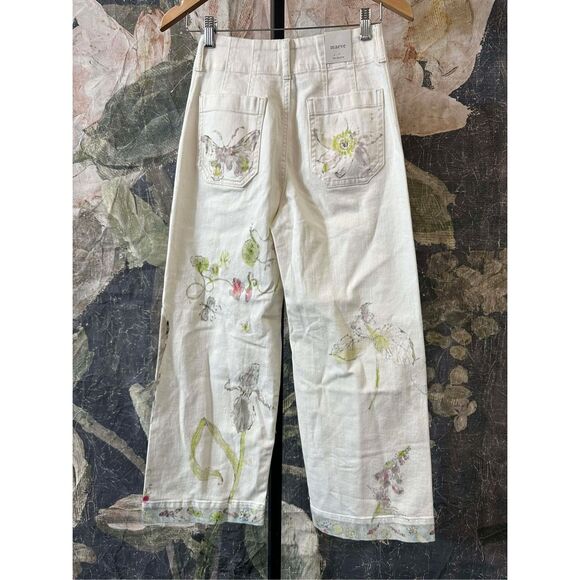 New Anthropologie MAEVE Swan Gossip Colette Denim Crop Wide-Leg Jeans sz 26 - Picture 10 of 13